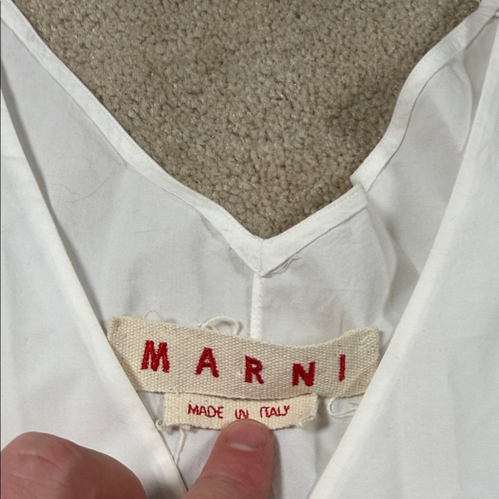 Marni White V-Neck Blouse - Picture 2 of 9